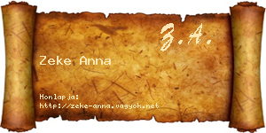 Zeke Anna névjegykártya